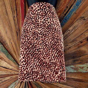 Vintage Les Copains velvet cotton leopard print skirt Sz 42 US Sz S Italy